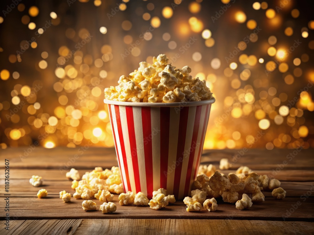 Low Light Popcorn Bucket, Still Life, Night Photography, Tabletop, Delicious Snack Low Light Popcorn Bucket, Still Life, Night Photography, Tabletop, Delicious Snack