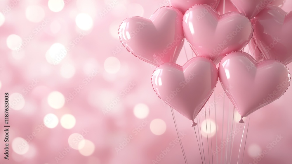 Heart-shaped pink balloons create a festive atmosphere for celebrations and special occasions Heart-shaped pink balloons create a festive atmosphere for celebrations and special occasions