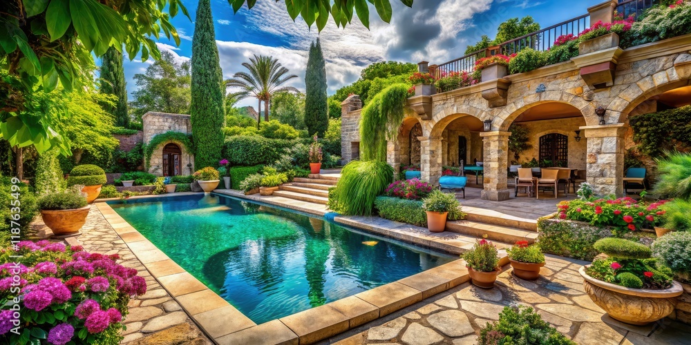 Fototapeta premium Luxurious Poolside Oasis Macro Photography