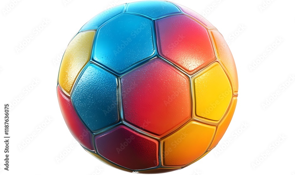 Fototapeta premium Colorful soccer ball with gradient panels.