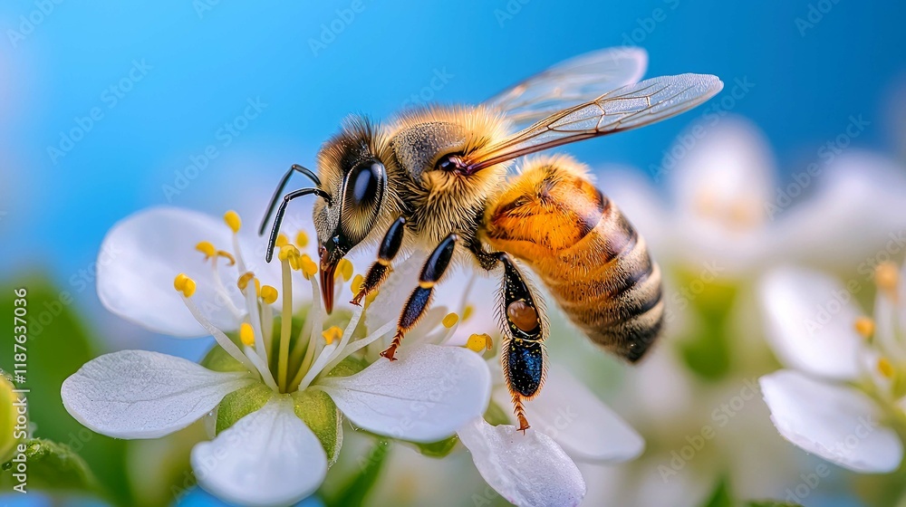 Stunning Close-up of a Bee on a Flower: Nature's Beauty in High Detail Stunning Close-up of a Bee on a Flower: Nature's Beauty in High Detail