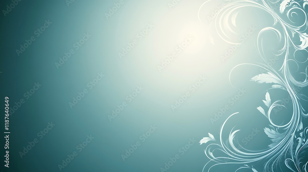 Elegant Teal Background With Delicate Floral Design Elegant Teal Background With Delicate Floral Design