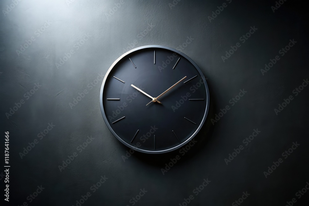 custom made wallpaper toronto digitalMinimalist Black Wall Clock Night Photography - AI Art