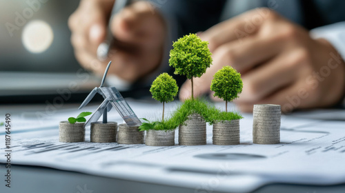 Innovative business meeting focused on funding renewable energy projects, showcasing growth through sustainable investments