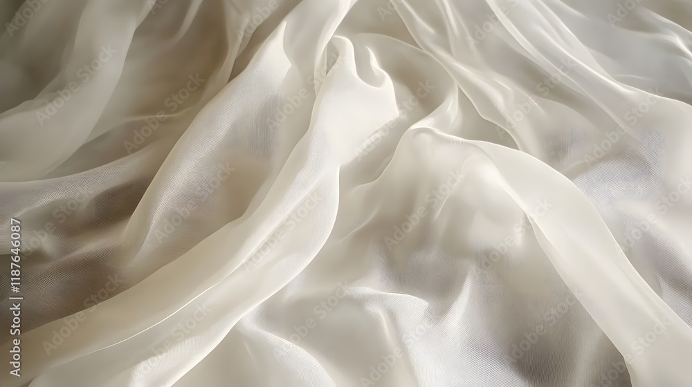 Draped cream colored sheer fabric textile Draped cream colored sheer fabric textile
