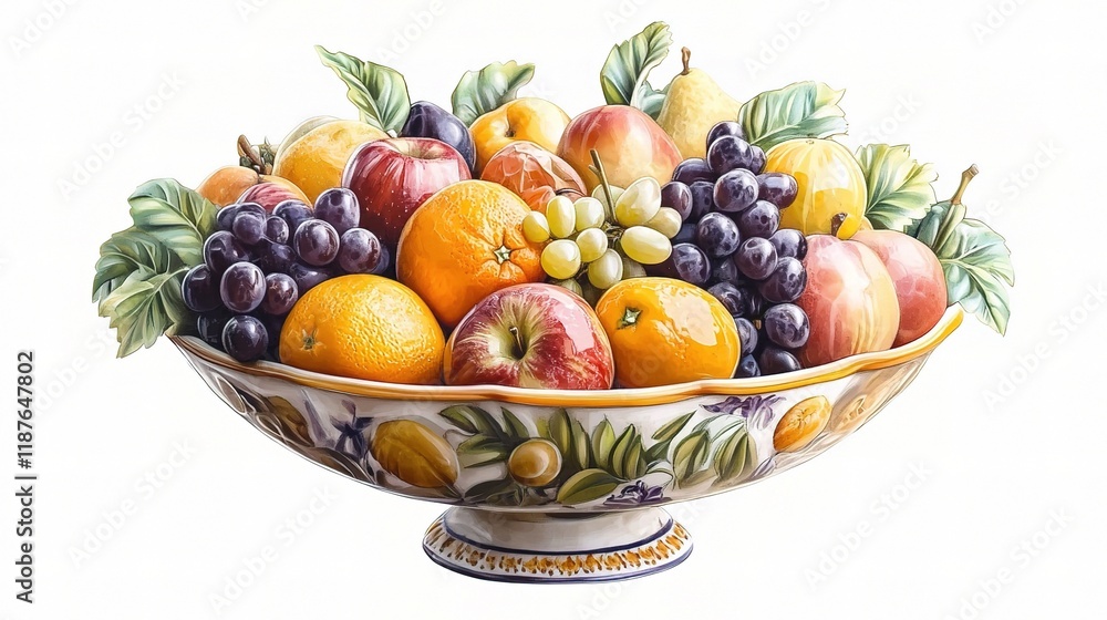 Colorful Bowl of Various Fruits Isolated on White Background Colorful Bowl of Various Fruits Isolated on White Background