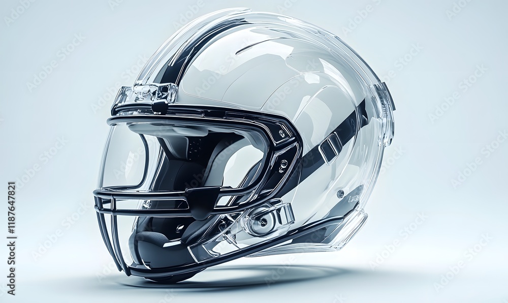 Futuristic transparent white and black football helmet. Futuristic transparent white and black football helmet.
