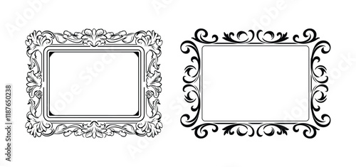 Elegant decorative frame vector icon, outline, silhouette, illustration, isolated on white background