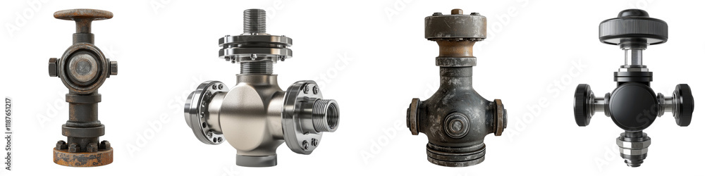 Closed valve isolated on transparent background, Set of Closed valve isolated on transparent background, Set of