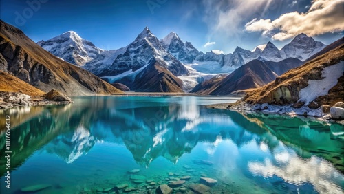 Ngozumpa Glacier Meltwater Lake - Everest Base Camp Trek - Minimalist Photography photo