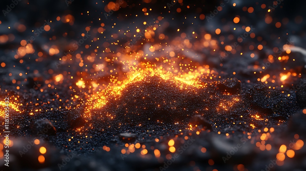 Naklejka premium Glowing Embers and Sparks Create a Fiery Scene