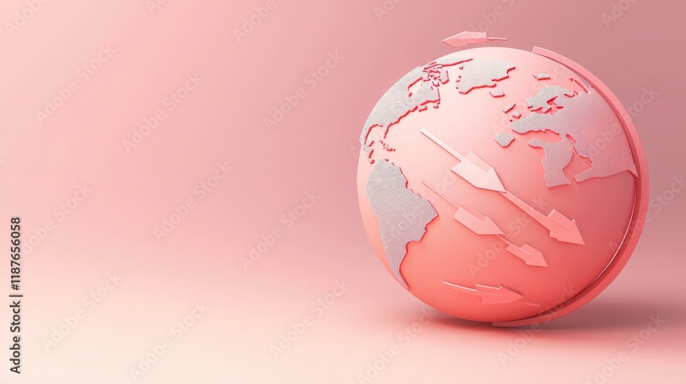 3D Cartoon Peach World with Economic Elements 3D Cartoon Peach World with Economic Elements
