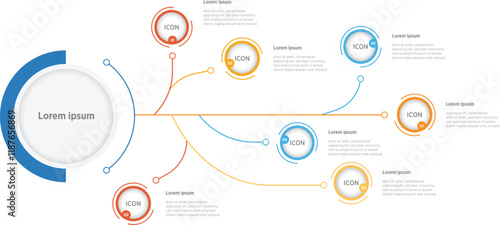 7 Modern colors of success Infographic Template for business direction, marketing strategy, diagram, data, growth, arrow teamwork skill management timeline, for presentation report and progress