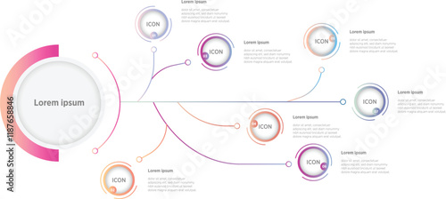7 Modern colorful of success Infographic Template for business direction, marketing strategy, diagram, data, growth, arrow teamwork skill management timeline, for presentation report and progress