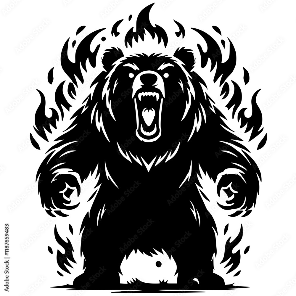 Fototapeta premium Angry bear silhouette