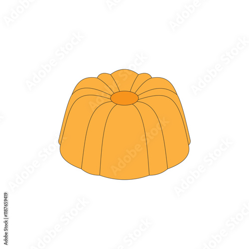 Sweet dessert orange jelly pudding vector illustration on white background