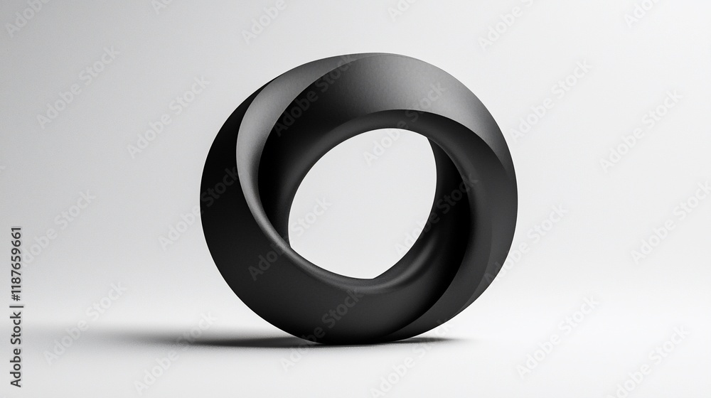 Abstract black 3D torus knot on white background. Abstract black 3D torus knot on white background.