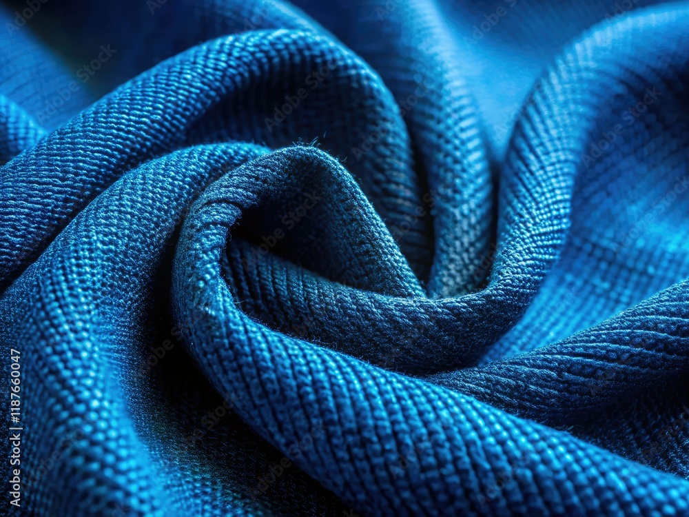 Fototapeta premium Organic Cotton Fabric Texture Close-up, Blue Tones, Conceptual Photography