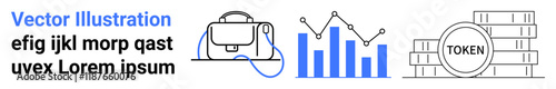 Virtual reality headset, data charts, tokenized coins. Ideal for tech, gaming, finance, data analysis, investment, cryptocurrency, and virtual reality themes Landing page