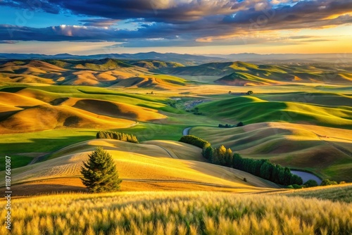 Palouse Wheat Fields from Steptoe Butte - High Depth of Field photo