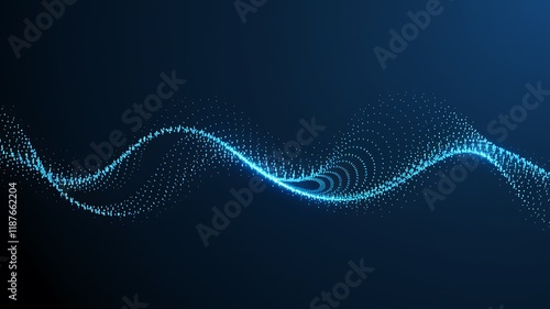 Abstract blue wave particles, digital technology background