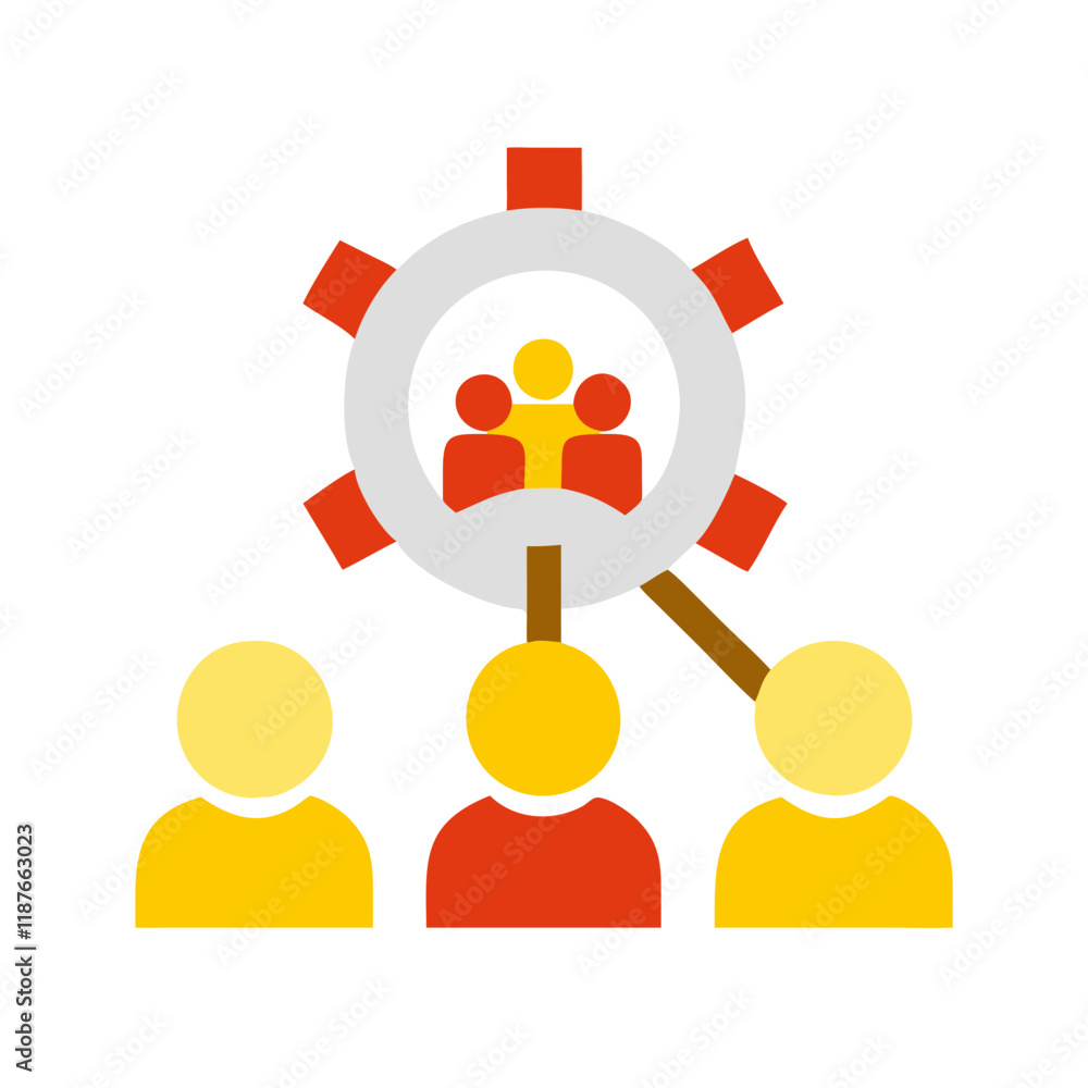 Recruitment icon with people inside gear, HR concept Recruitment icon with people inside gear, HR concept