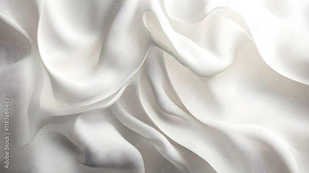 Obraz premium Draped White Fabric Softly Flows in Gentle Waves