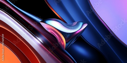 Colorful light waves create an abstract design with blue and red lines