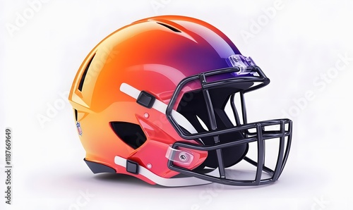 Orange and purple ombre football helmet.