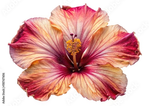 Pressed Hibiscus Flower, Isolated, Candid Photography, AI Art
