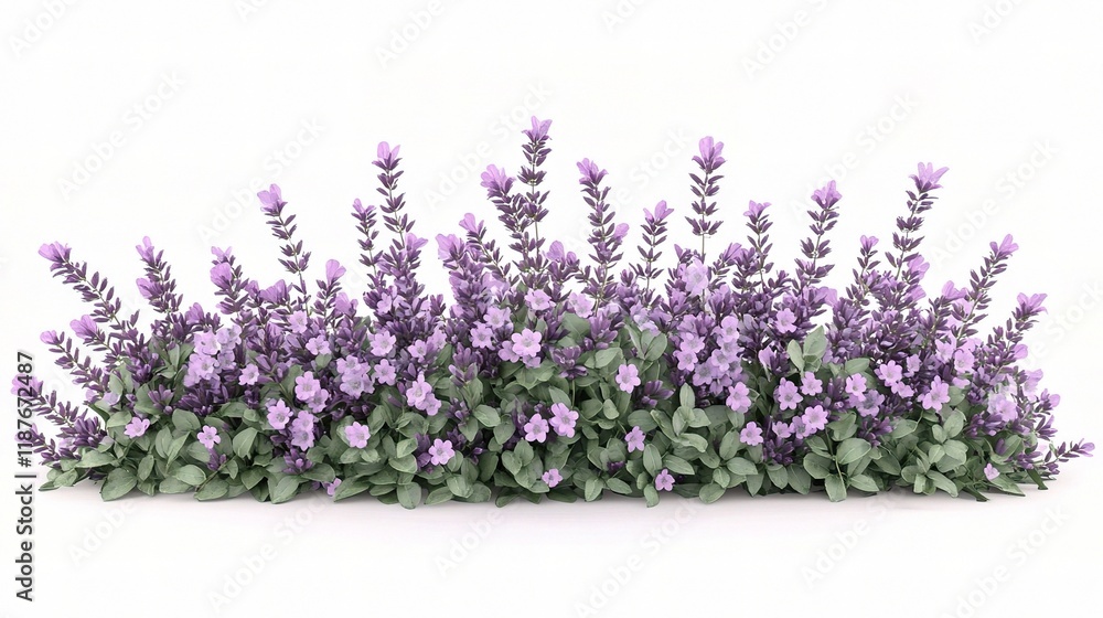 Naklejka premium Lavender Bush: A vibrant lavender bush, showcasing clusters of fragrant purple flowers and lush green foliage, creating a visually appealing display