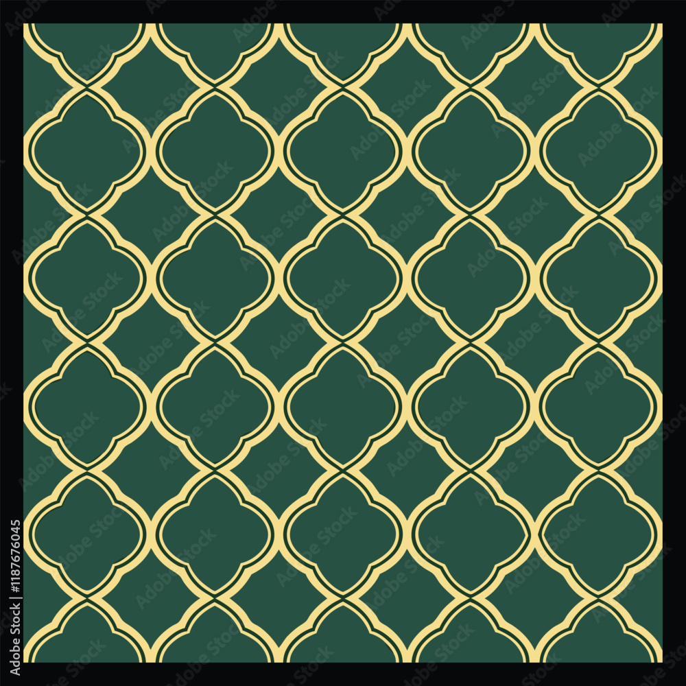 Naklejka premium Seamless illustrated pattern made of abstract elements in beige, green and black Abstract seamless pattern with gold and blue circles. Vector illustration for your design. 