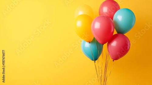 Set of vibrant 3d balloons with blank space for text, perfect for festive birthday, wedding, anniversary, or holiday celebration banners