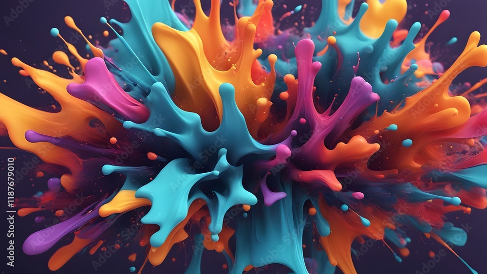 Obraz premium Abstract colorful splash 3d background generative Ai background