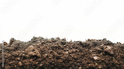 Isolated Dirt Pile on White Background for Soil Photography photo