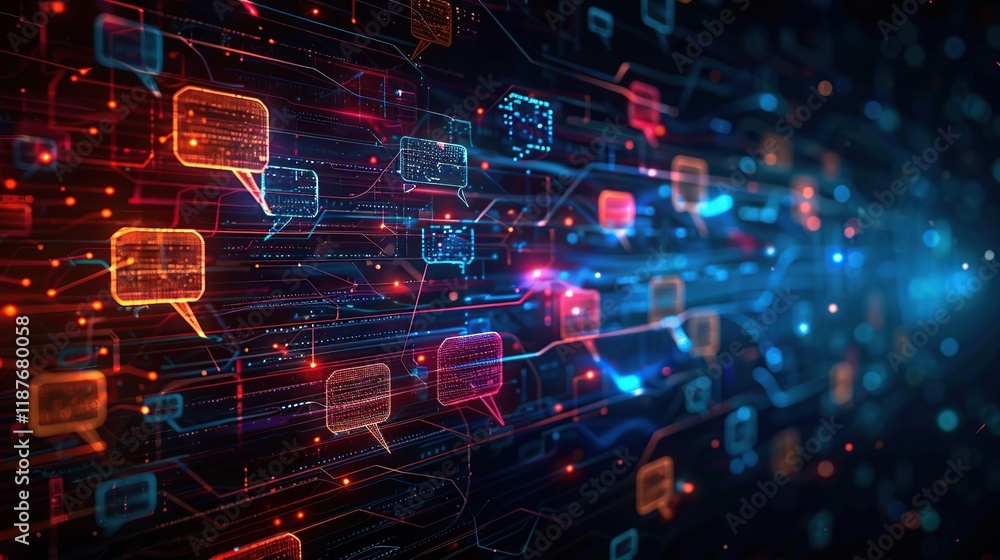 Fototapeta premium Speech Bubbles as the Centerpiece of Abstract Digital Messaging Background Design