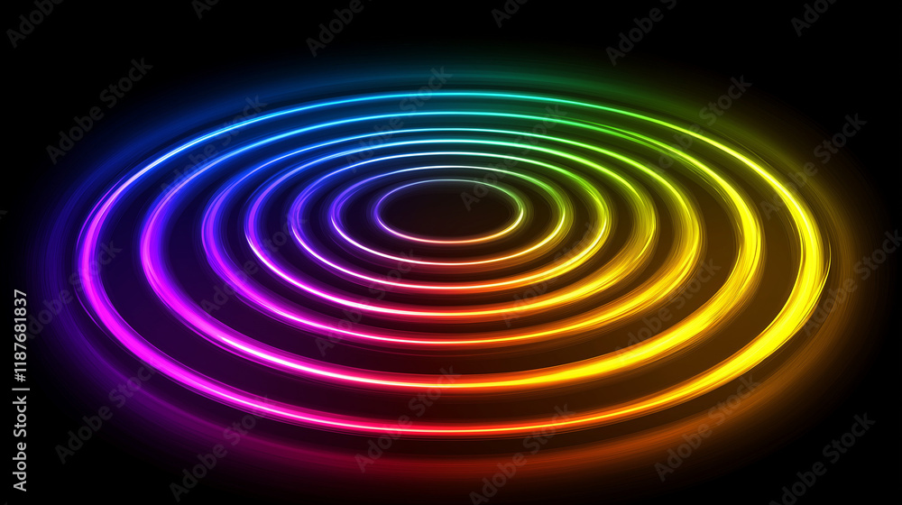 Fototapeta premium Abstract Neon Circles with Vivid Colors in a Dynamic and Artistic Background