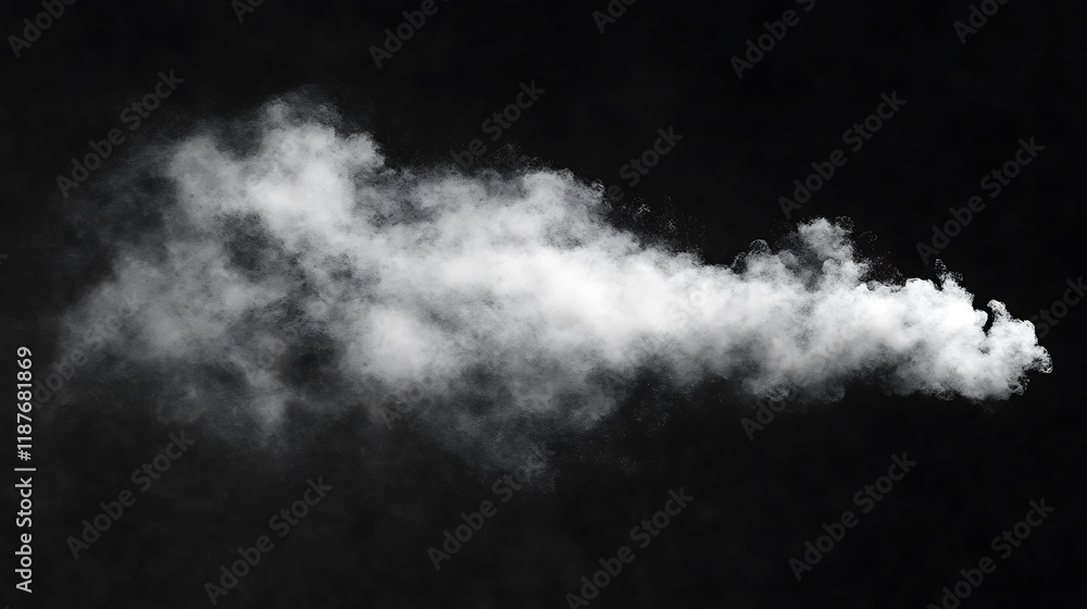 White powder cloud against a black background White powder cloud against a black background