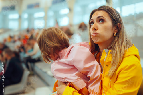 Slika na platnu Mother Holding her Hyperactive Daughter at Entertainment Show