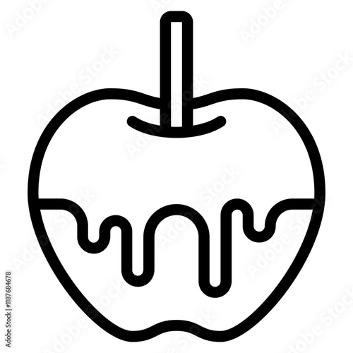Stylized Illustration of a Caramel Dripped Apple