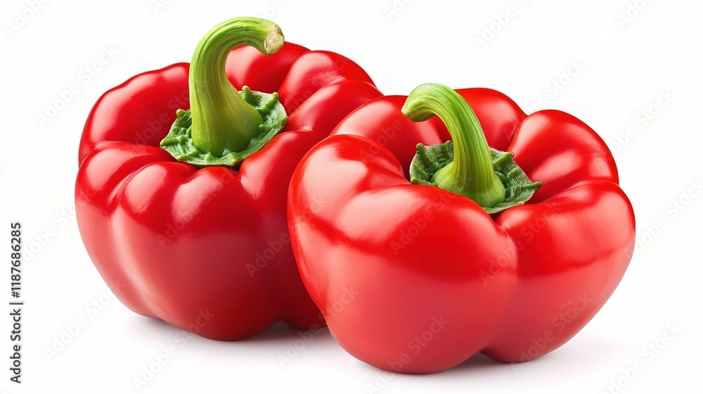 Fresh Vibrant Red Bell Pepper Isolated on Clean White Background Fresh Vibrant Red Bell Pepper Isolated on Clean White Background