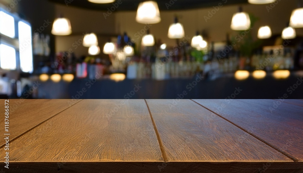 Empty wooden table in a dimly lit bar. Perfect for product placement or showcasing drinks. Empty wooden table in a dimly lit bar. Perfect for product placement or showcasing drinks.