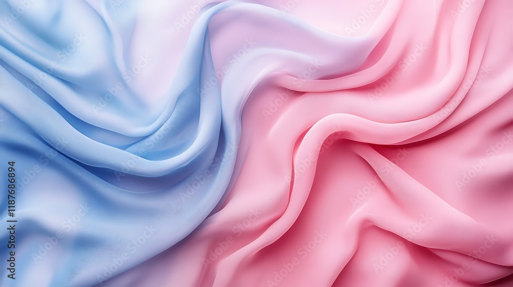 Pink and blue fabric texture, soft waves, elegant drape, background for design Pink and blue fabric texture, soft waves, elegant drape, background for design