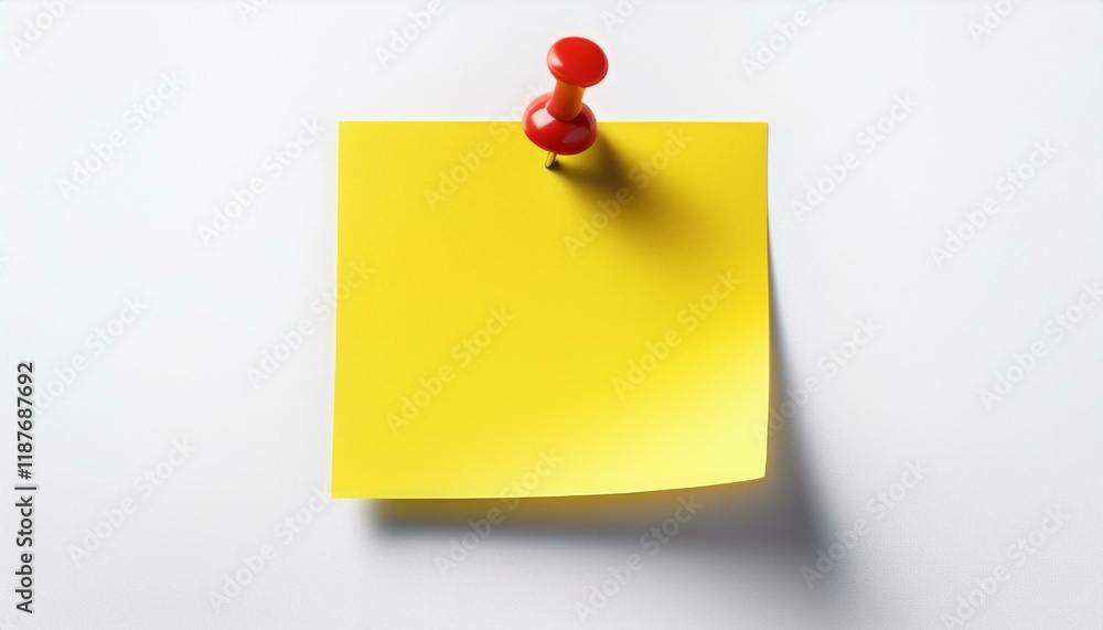 Blank yellow sticky note pinned to a white surface. Ready for your message! Blank yellow sticky note pinned to a white surface. Ready for your message!