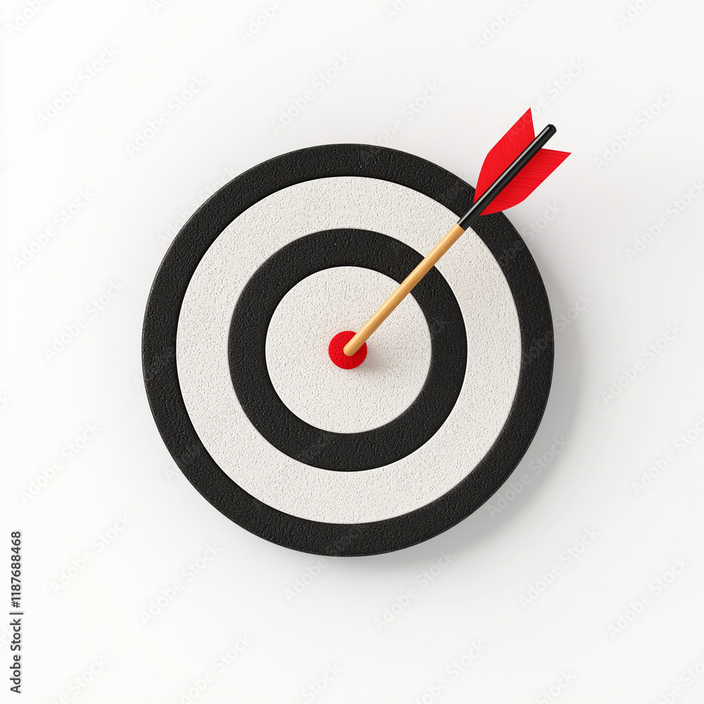 target board with red arrow hitting center, symbolizing precision and focus. This represents achievement and goal setting in various contexts target board with red arrow hitting center, symbolizing precision and focus. This represents achievement and goal setting in various contexts