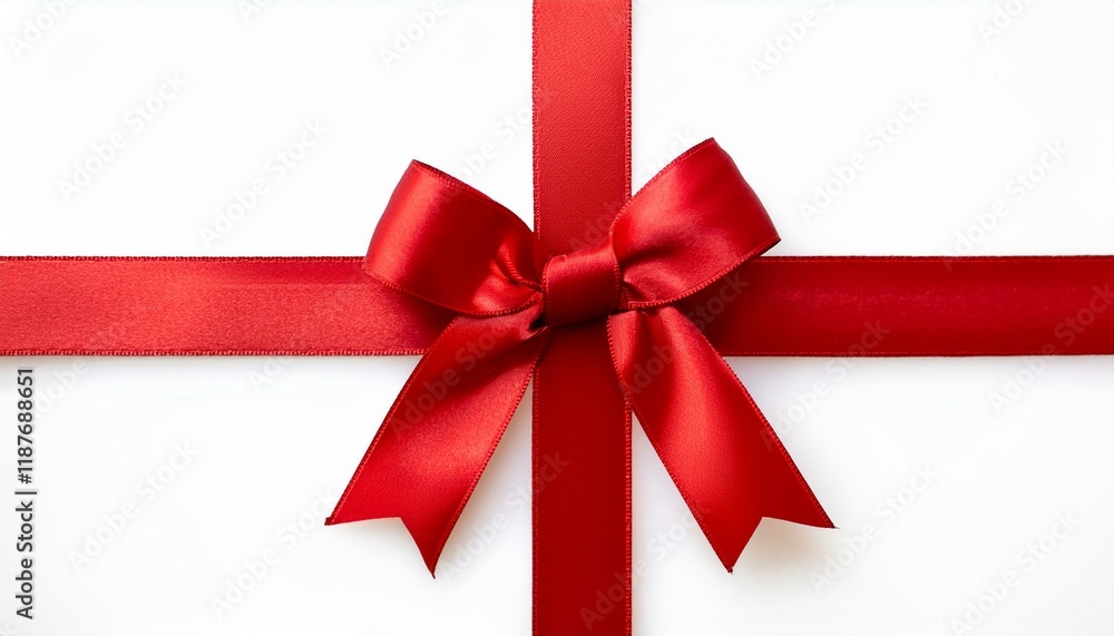 A vibrant red ribbon tied in a perfect bow, adding a festive touch. A vibrant red ribbon tied in a perfect bow, adding a festive touch.