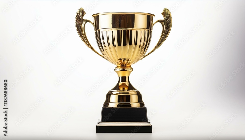 Golden trophy on a white background. A symbol of victory and success. Golden trophy on a white background. A symbol of victory and success.