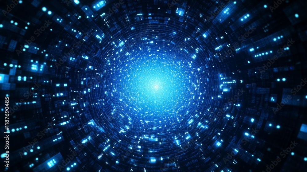 3D blue techno background. Big data visualization on dark space with dotted lines shape effect decoration. Modern graphic design element dots circle style concept for flyer, card, or brochure cover 3D blue techno background. Big data visualization on dark space with dotted lines shape effect decoration. Modern graphic design element dots circle style concept for flyer, card, or brochure cover
