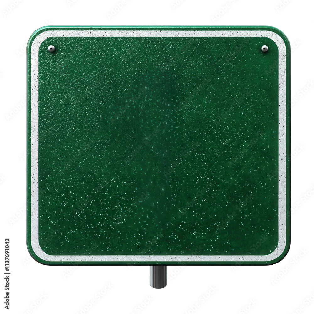 Fototapeta premium Green blank road sign outdoor location digital image urban environment front view transparent background