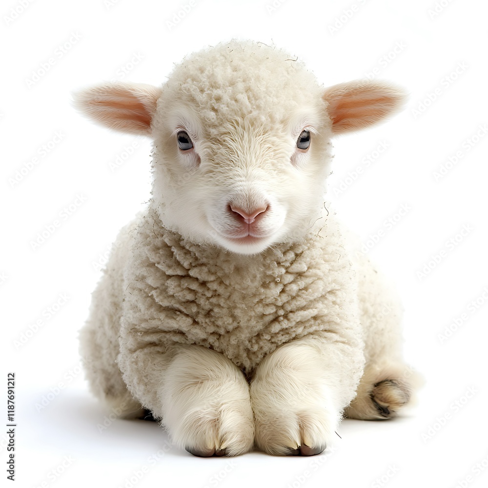 Cute lamb, studio shot, white background, spring
